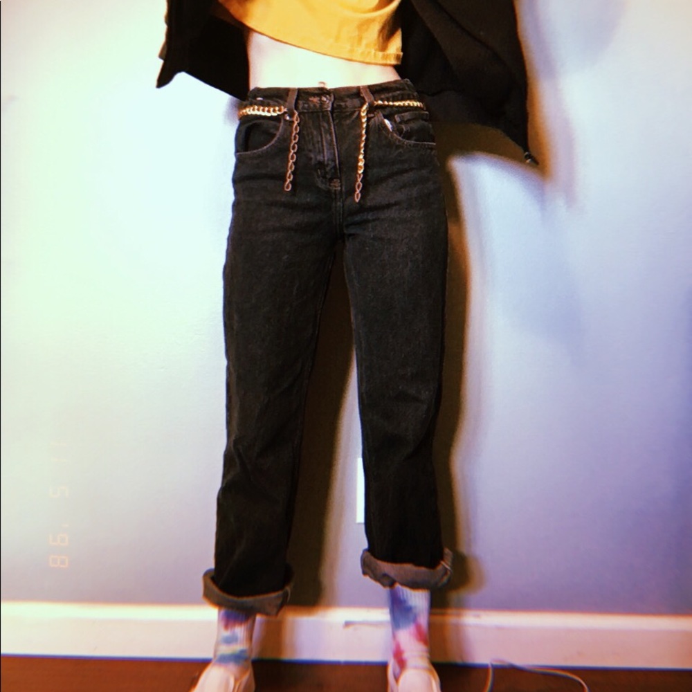 Black straight leg jeans